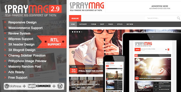 Spraymag - eCommerce, Magazine, Responsive Blog design