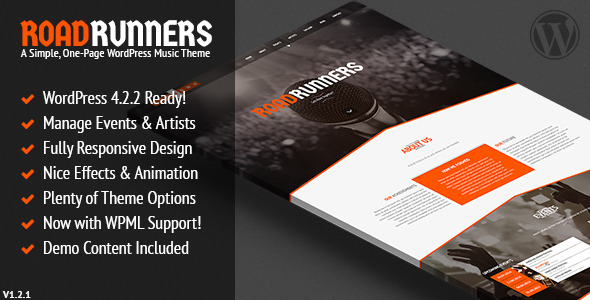 RoadRunners - A One-Page Music WordPress Theme